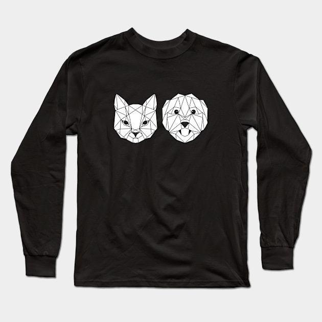 Geometric cat and dog Long Sleeve T-Shirt by laraincolor